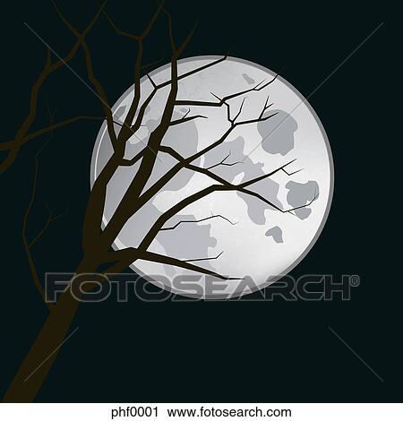 A tree in front of the moon View Large Illustration Clip Art - A tree in front of the moon. Fotosearch