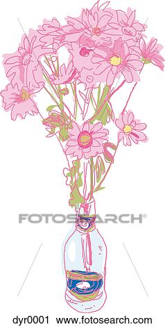 Clip Art - A vase of pink flowers. Fotosearch