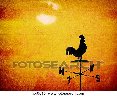 a weather vane with a rooster on top View Large Illustration Stock Illustration - a weather vane with a rooster on top. Fotosearch