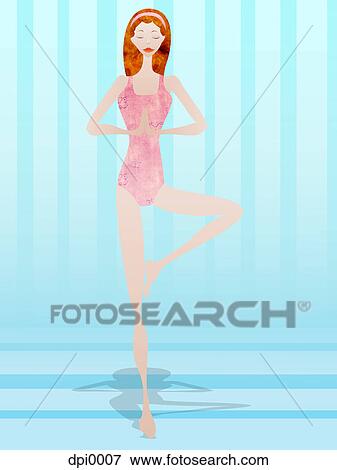 Stock Illustration - A woman doing the tree pose. Fotosearch