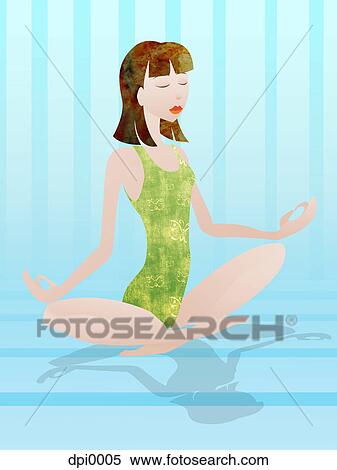 Stock Illustration - A woman doing yoga in the lotus position. Fotosearch