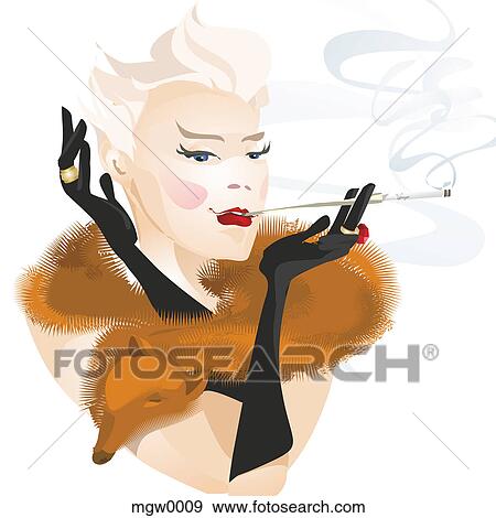 A woman smoking a cigarette View Large Illustration Stock Illustration - A woman smoking a cigarette. Fotosearch