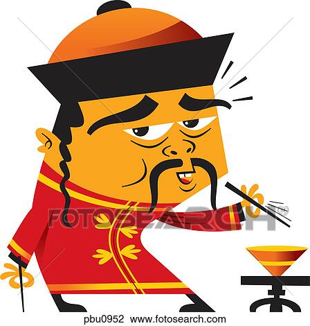 Drawing - An Asian man. Fotosearch