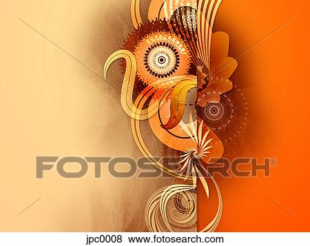 Stock Illustration - An orange abstract digital illustration. Fotosearch