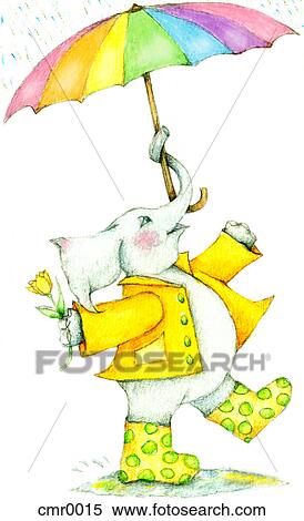 An umbrella holding an umbrella with his trunk View Large Illustration Stock Illustration - An umbrella holding an umbrella with his trunk. Fotosearch