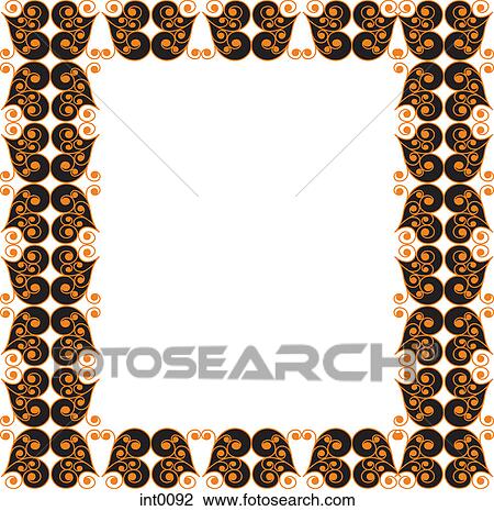 black and orange decorative border View Large Illustration Drawing - black and orange decorative border. Fotosearch