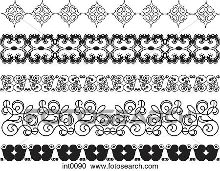 Clipart - Black and white decorative elements. Fotosearch