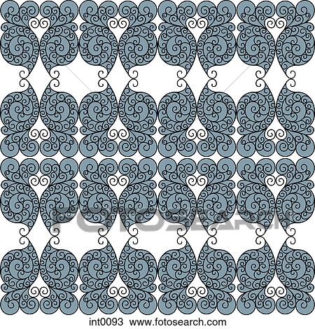 Blue grey ornate pattern View Large Illustration Drawing - Blue grey ornate pattern. Fotosearch