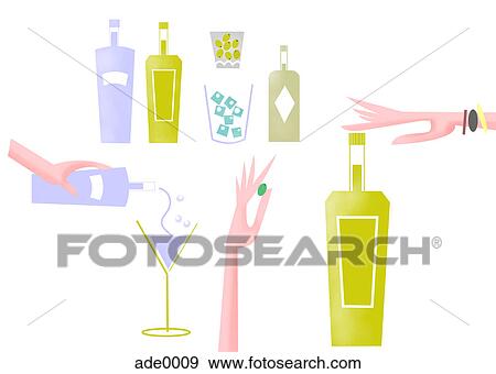 Stock Illustration - Bottles of alcohol. Fotosearch