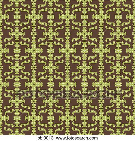 Drawing - Brown and green pattern. Fotosearch