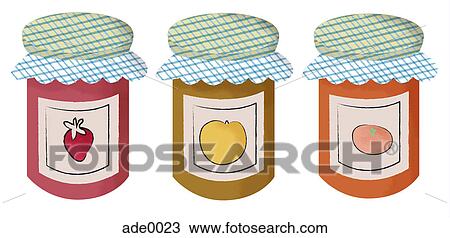 Drawing - canned fruit and vegetables. Fotosearch