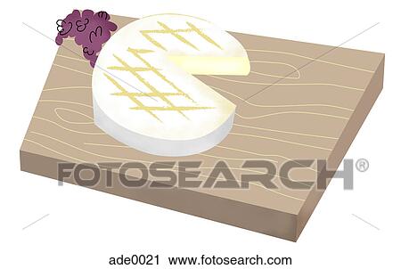 Clip Art - Cheese on a cutting board. Fotosearch