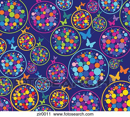 Clip Art - Circles and butterflies. Fotosearch