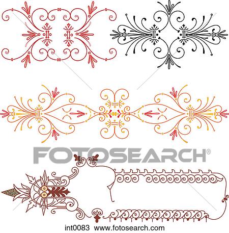 Colorful swirl decorative elements View Large Illustration Drawing - Colorful swirl decorative elements. Fotosearch