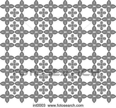 Drawing - Decorative black and white elements. Fotosearch