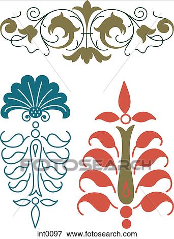 Decorative floral elements View Large Illustration Stock Illustration - Decorative floral elements. Fotosearch