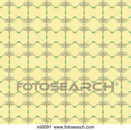 Decorative pattern on a pale yellow background View Large Illustration Clip Art - Decorative pattern on a pale yellow background. Fotosearch