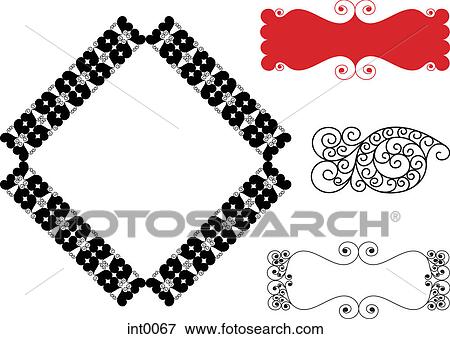 Decorative shapes and borders View Large Illustration Stock Illustration - Decorative shapes and borders. Fotosearch