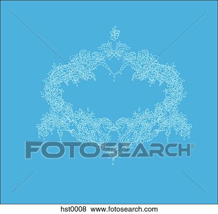Stock Illustration - Floral border shape on a blue background. Fotosearch
