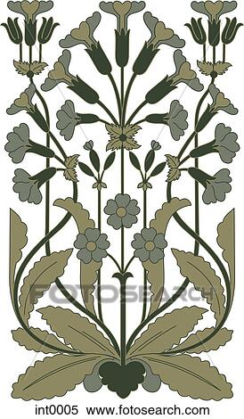 Stock Illustration - Green leaves and flowers. Fotosearch