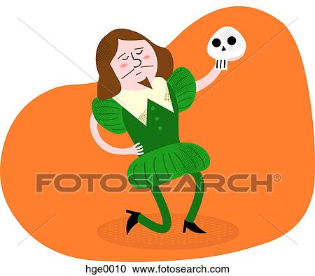 Hamlet holding up a skull View Large Illustration Clipart - Hamlet holding up a skull. Fotosearch