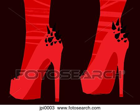 Drawing - High heel shoes. Fotosearch