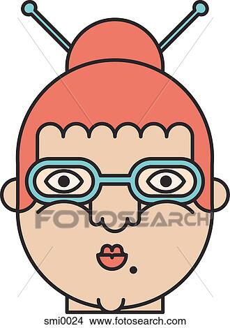 Stock Illustration - Image of a woman with her hair in a bun. Fotosearch