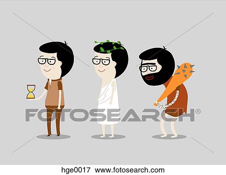 Stock Illustration - Men from different eras. Fotosearch