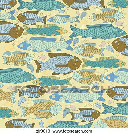 Pattern of fish View Large Illustration Drawing - Pattern of fish. Fotosearch