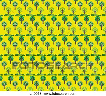 Pattern of trees on a yellow background View Large Illustration Stock Illustration - Pattern of trees on a yellow background. Fotosearch