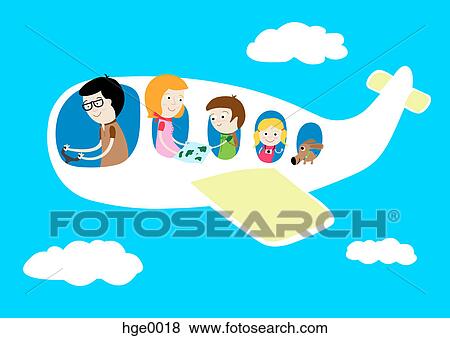 Stock Illustration - People on an airplane. Fotosearch