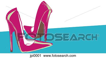 Clip Art - Pink high heel shoes. Fotosearch