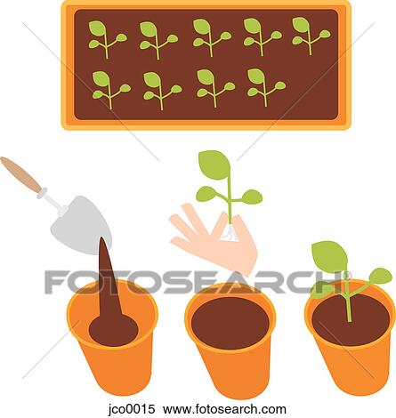 Stock Illustration - Planting a seedling. Fotosearch