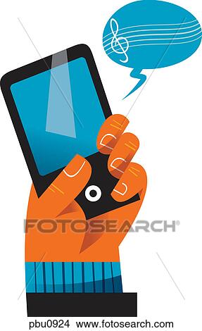 Stock Illustration - Playing music on a mobile device. Fotosearch