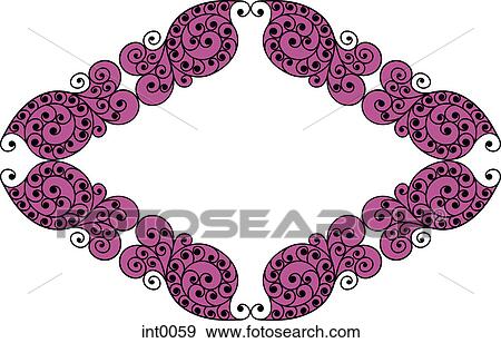 Stock Illustration - Plum and black decorative border. Fotosearch