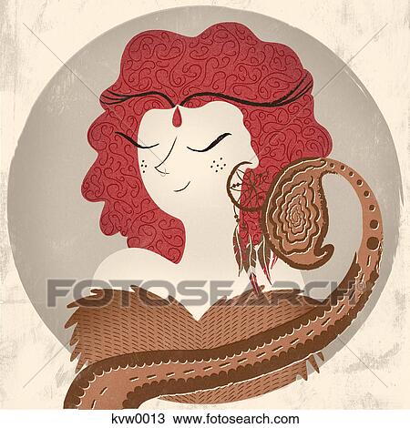 Drawing - Portrait of a woman. Fotosearch