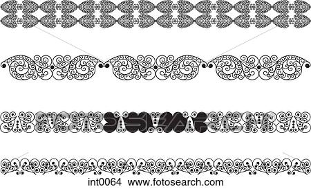 Rows of decorative black and white elements View Large Illustration Stock Illustration - Rows of decorative black and white elements. Fotosearch