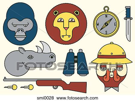 Safari animals View Large Illustration Stock Illustration - Safari animals. Fotosearch