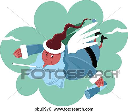 Clipart - Santa Claus flying. Fotosearch