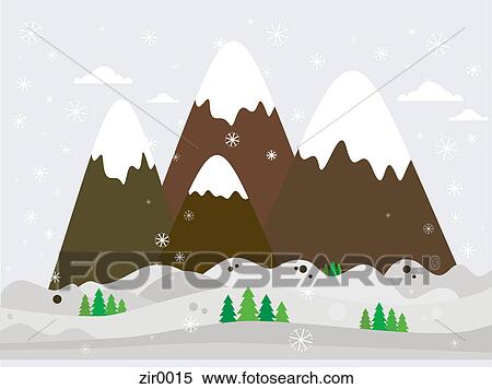 Stock Illustration - Snow capped mountains. Fotosearch