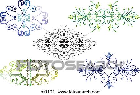 Swirl decorative elements View Large Illustration Clip Art - Swirl decorative elements. Fotosearch