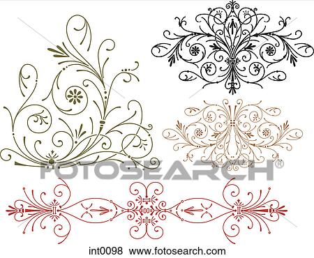 Stock Illustration - Swirl decorative elements. Fotosearch