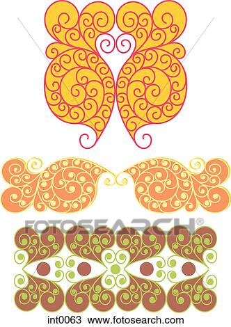 Drawing - Three decorative swirl elements. Fotosearch
