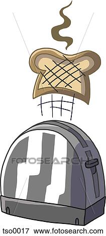 Stock Illustration - Toast popping out of a toaster oven. Fotosearch