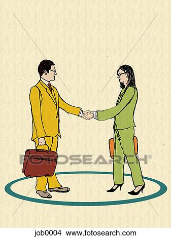 Stock Illustration - Two businesspeople shaking hands. Fotosearch