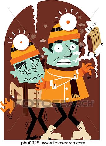 Two cold men thinking about a warm heater View Large Illustration Stock Illustration - Two cold men thinking about a warm heater. Fotosearch