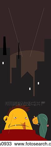 Two men lurking during night time View Large Illustration Drawing - Two men lurking during night time. Fotosearch