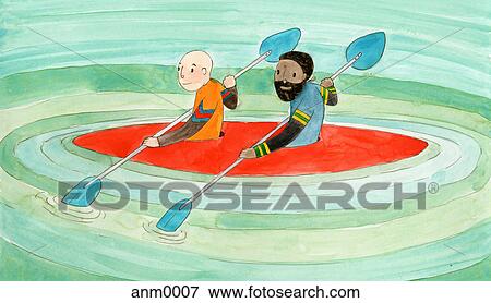 Stock Illustration - Two people in a kayak. Fotosearch