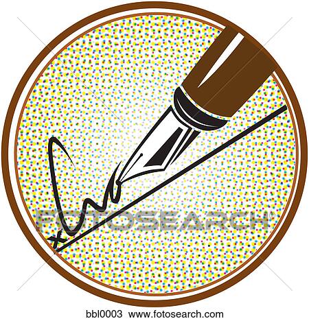 Using a calligraphy pen to write a signature View Large Illustration Drawing - Using a calligraphy pen to write a signature. Fotosearch