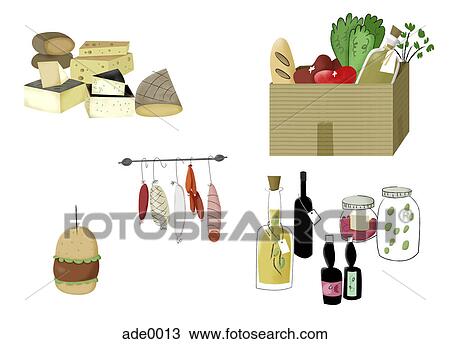 Drawing - Various groups of food. Fotosearch